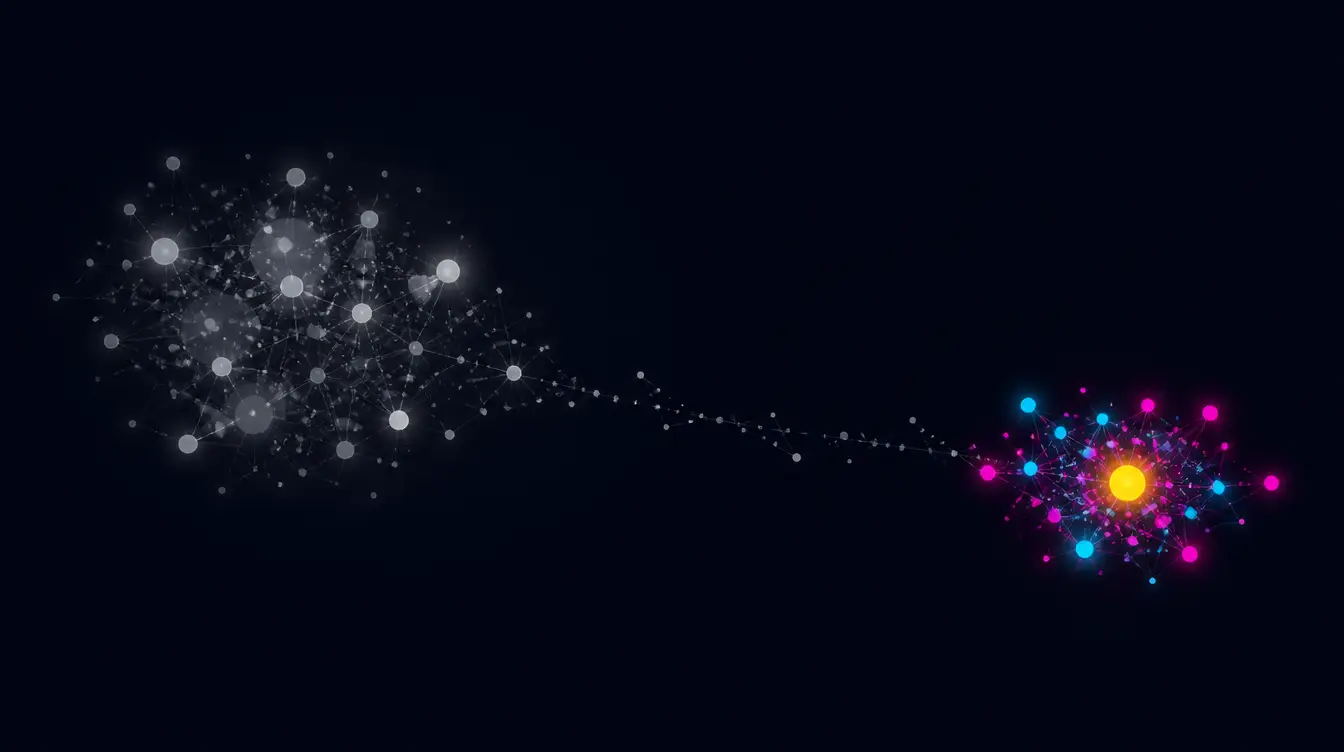 Abstract composition of glowing nodes on a dark background