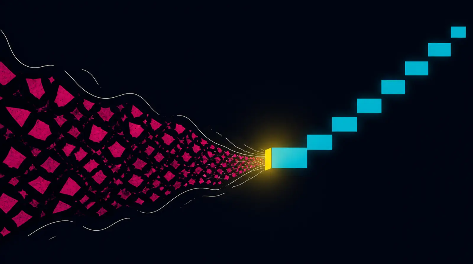 Abstract composition of glowing lines on a dark background