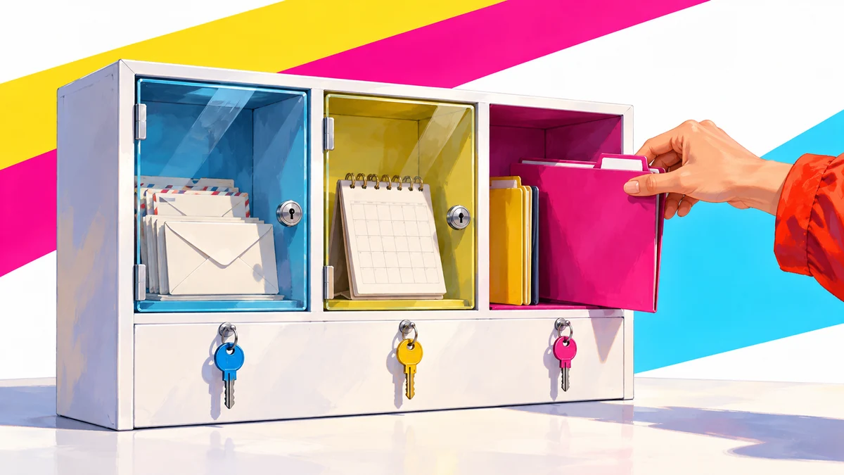 A tool shelf is updated, with individual compartments locked by keys